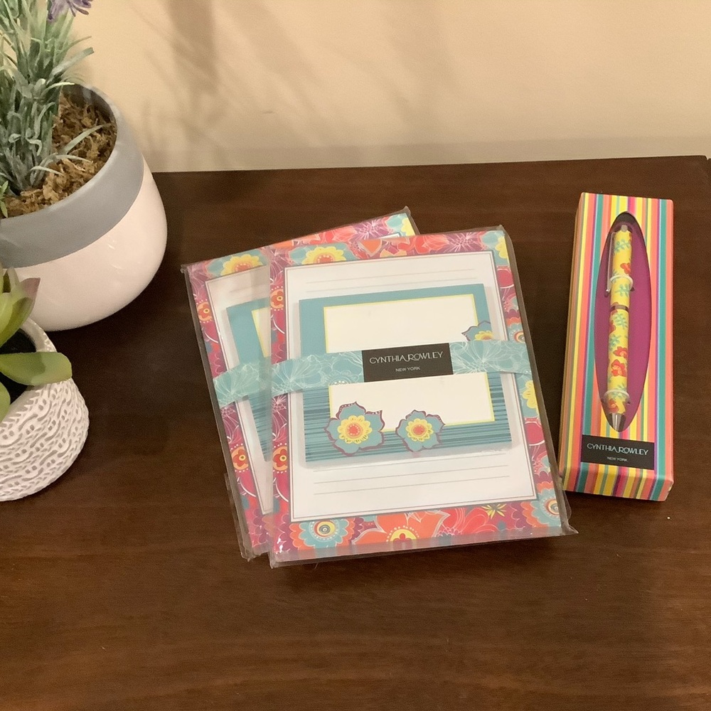 Floral Note & Sticky Pads & Ballpoint Pen Set 🖊